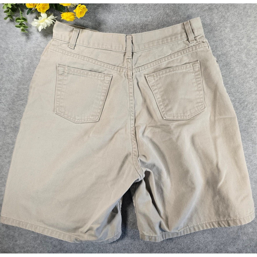 Vintage 90s Faded Glory High Waisted Khaki Cotton Mom Shorts Tan Size 12 - Picture 8 of 10